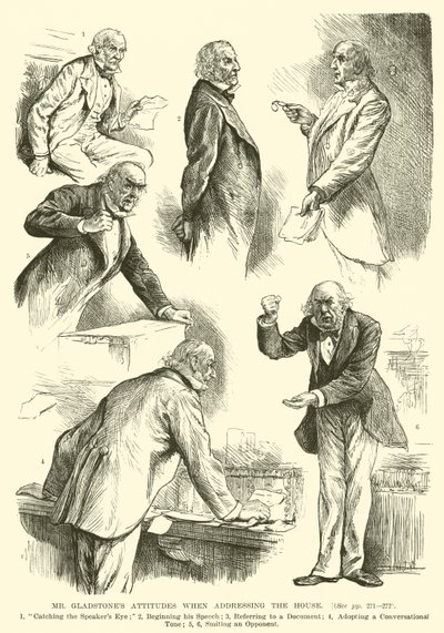 De houdingen van Mr Gladstone bij het toespreken van het Huis door English School