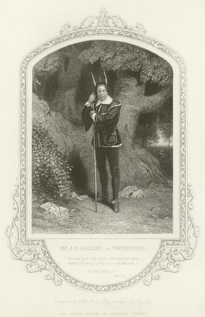 Meneer J P Hartley als Touchstone, Zoals U Het Wilt, Act V, scène i door English School