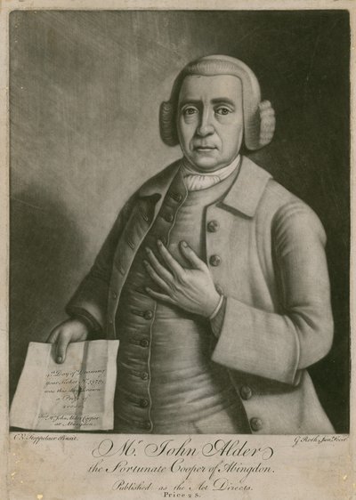 De heer John Alder, de gelukkige kuiper van Abingdon, loterijwinnaar door English School