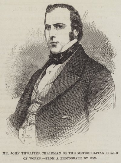 De Heer John Thwaites, Voorzitter van de Metropolitan Board of Works (gravure) door English School