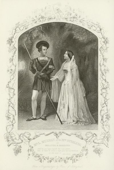 Meneer L Murray en Mevrouw Stirling als Orlando en Rosalind, Zoals U Het Wilt, Act V, scène iv door English School