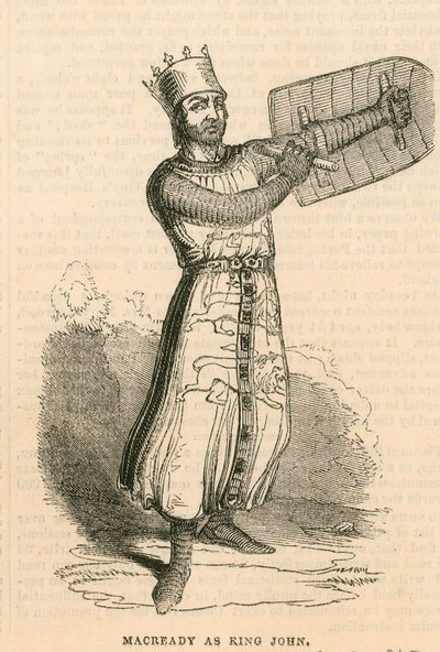 Mr Macready in de titelrol van het toneelstuk King John, Drury Lane Theatre, Londen door English School