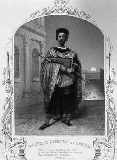 Mr McKean Buchanan als Othello, Act I Scene 2, in het stuk door William Shakespeare door English School