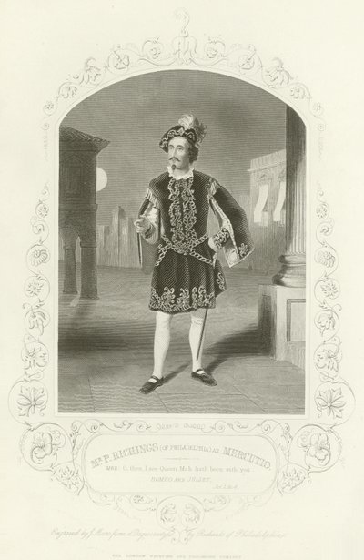 Meneer P Richings (uit Philadelphia) als Mercutio, Romeo en Julia, Act I, scène IV door English School