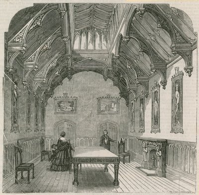 Het nieuwe herenhuis van Mr. Russell, Park Lane, Londen: De eetzaal door English School