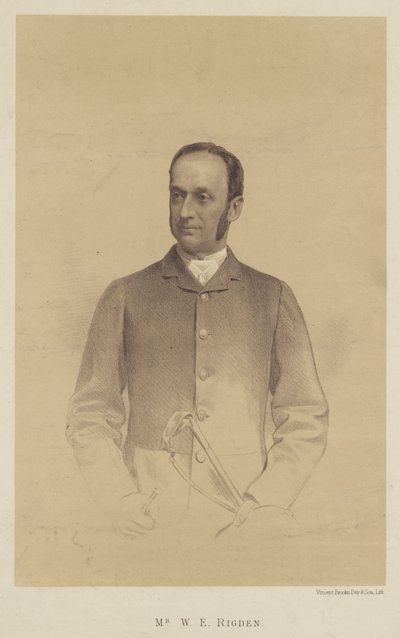 De heer W E Rigden (litho) door English School