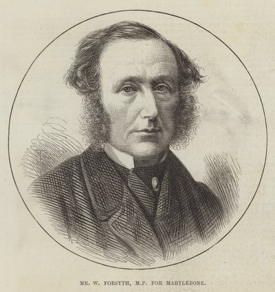 Mr W Forsyth, MP voor Marylebone (gravure) door English School