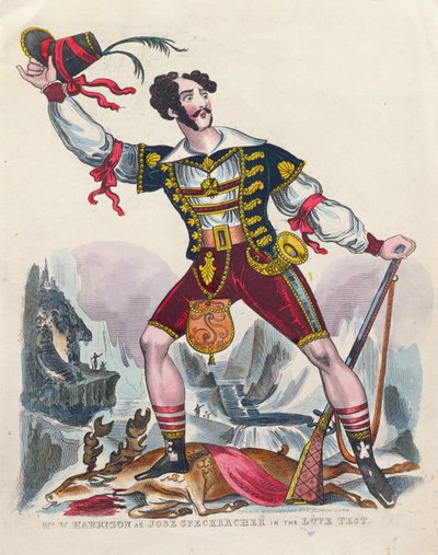 Mr W. Harrison als Jose Speckbacher in The Love Test, ca. 1840 door English School