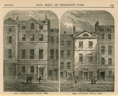 Het Huis van Mevrouw Fitzherbert en het Huis van Nell Gwynne, 1820 door English School