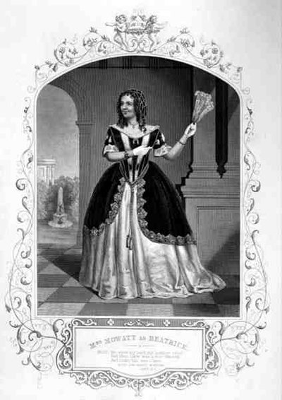 Mevrouw Mowatt als Beatrice, Act II Scene 1, in Much Ado About Nothing, door William Shakespeare, van een daguerreotype door Paine van Islington door English School