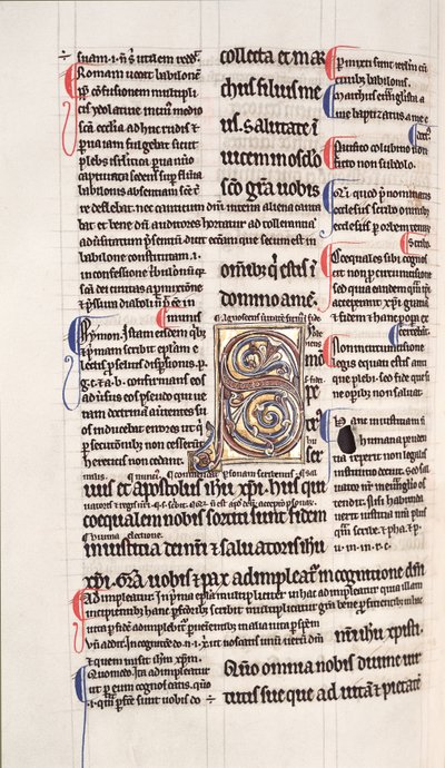 Ms.27, f.109v: Pagina uit een geannoteerde kopie van het Nieuwe Testament door English School