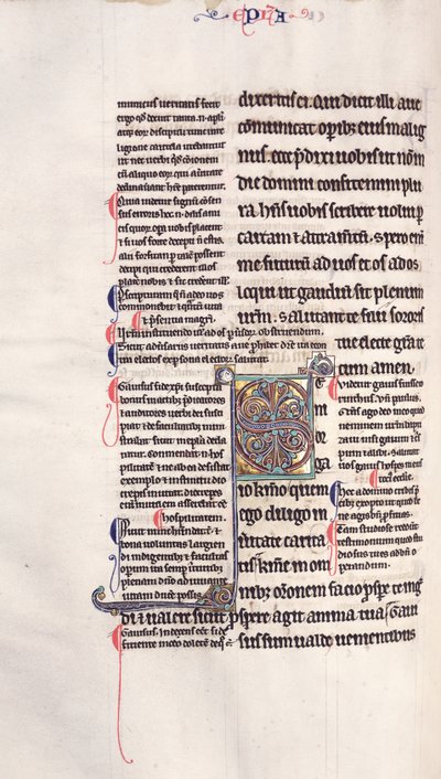 Ms.27, f.132v: Pagina uit een geannoteerde kopie van het Nieuwe Testament door English School