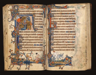 Ms 1-2005, ff.182v-183r: David biddend, gehistorieerde initiaal uit de Macclesfield Psalter, Gebruik van Sarum, Oost-Anglia, c.1330 door English School