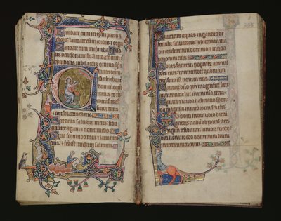 Ms 1-2005, ff.207v-208r: Jesaja biddend, gehistorieerde initiaal uit de Macclesfield Psalter, Use of Sarum, East Anglia, c.1330 door English School