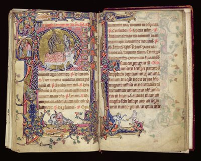 Ms 1-2005, ff.235v-236r: De dood slaat toe, gehistorieerde initiaal uit de Macclesfield Psalter, Use of Sarum, East Anglia, c.1330 door English School