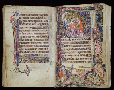 Ms 1-2005, ff.38v-39r: De Zalving van David, gehistorieerde D initiaal uit de Macclesfield Psalter, Gebruik van Sarum, Oost-Anglia, c.1330 door English School