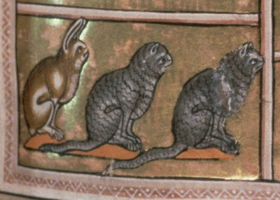 Adam die de dieren benoemt, van Noord-Midlands oorsprong, uit het Aberdeen Bestiarium (detail) door English School