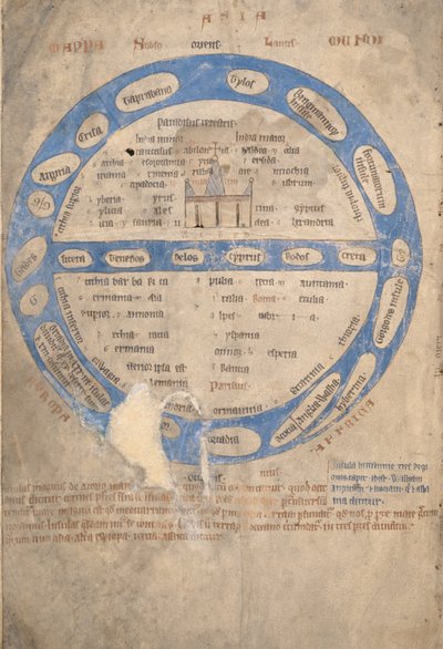 Mappa Mundi, uit een Bestiarium, c.1200-30 door English School
