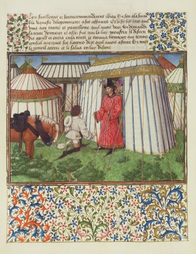 Ms. 2597 Verlangen knielt voor Eer en smeekt om de hulp van Hart, facsimile editie van Livre du Coeur d