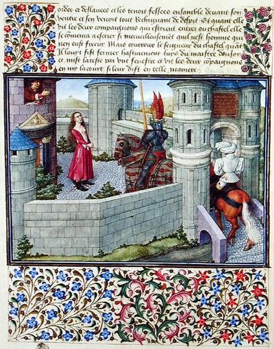 Ms. 2597 Hart en Verlangen betreden de binnenplaats van het Kasteel van Woede te paard, facsimile editie van 