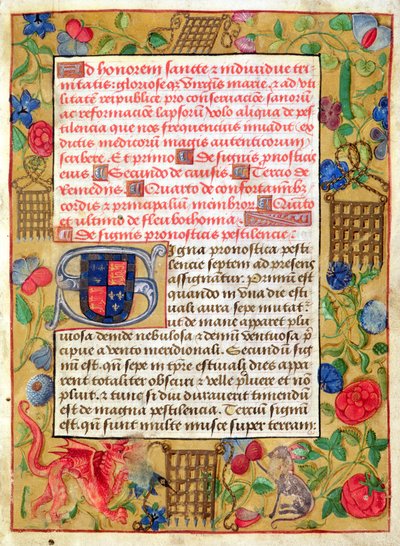 Pagina uit een Verzameling van Pestverhandelingen in het Latijn en Engels, ca. 1500 door English School