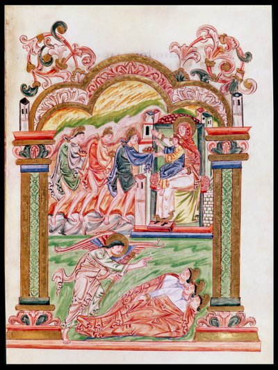 Ms 274 (Y-6) fol.37 De Droom en de Aanbidding van de Wijzen, uit het Missaal van Robert van Jumieges, c.1016 door English School
