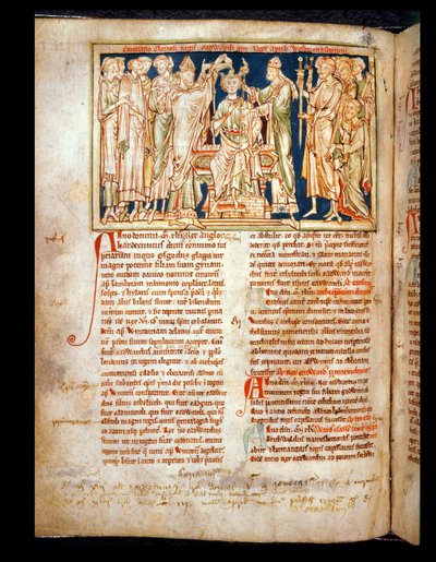 Ms 6712 (A.6.89) fol.115v Edward de Belijder (1004-66) miniatuur uit Flores Historiarum, door Matthew Paris, 1250-52 door English School