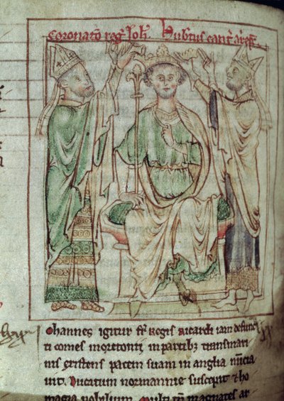 Ms 6712 (A.6.89) fol.144v Koning Jan (1167-1216), miniatuur uit Flores Historiarum, door Matthew Paris, 1250-52 door English School