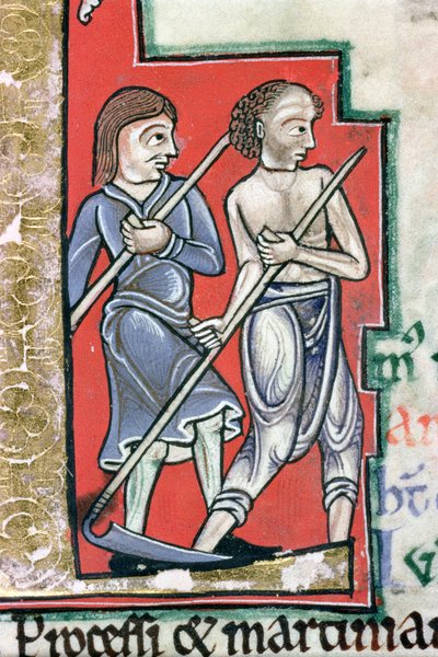 Maaien, uit de Hunterian Psalter, ca. 1170 (detail) door English School