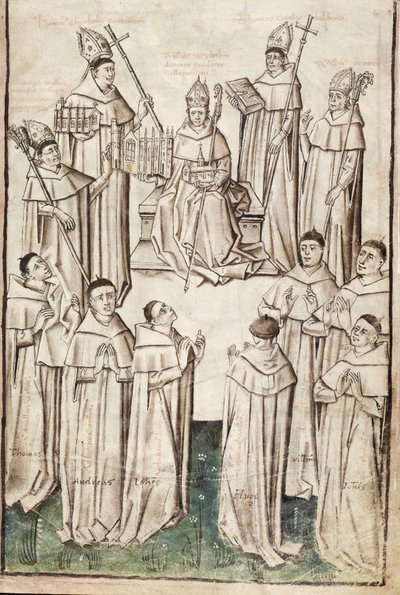 Ms. New Coll 288, f4r. (Chaundler manuscript), Leven van William van Wykeham door Thomas Chaundler door English School