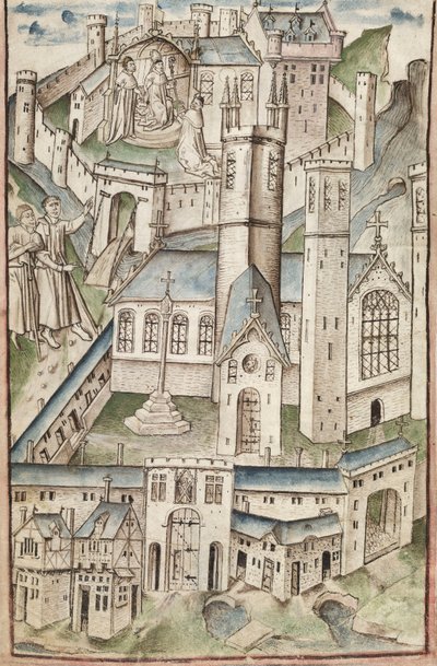 Ms. New Coll 288, f4v. (Chaundler manuscript), Leven van William van Wykeham door Thomas Chaundler door English School