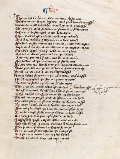 Ms. New Coll 314, f19r, De Canterbury Tales door Geoffrey Chaucer door English School