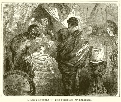 Mucius Scaevola in de aanwezigheid van Porsenna door English School