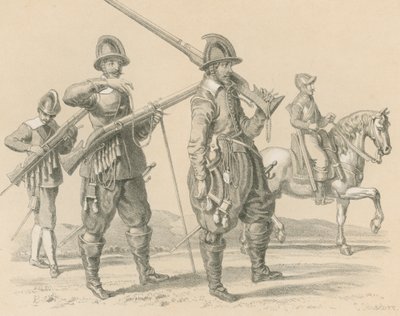 Musketeers of Fuseliers en Cavalerie, Rond 1650 door English School