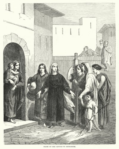 Naomi op haar terugkeer naar Bethlehem (gravure) door English School
