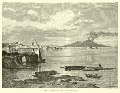 Napels, met Vesuvius, vanaf Posilippo door English School