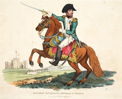Napoleon Bonaparte, Keizer van Frankrijk, gegraveerd door Romney, uitgegeven door Richard Evans, illustratie uit Een Historisch Verslag van de Slag bij Waterloo door William Mudford, 1816 door English School