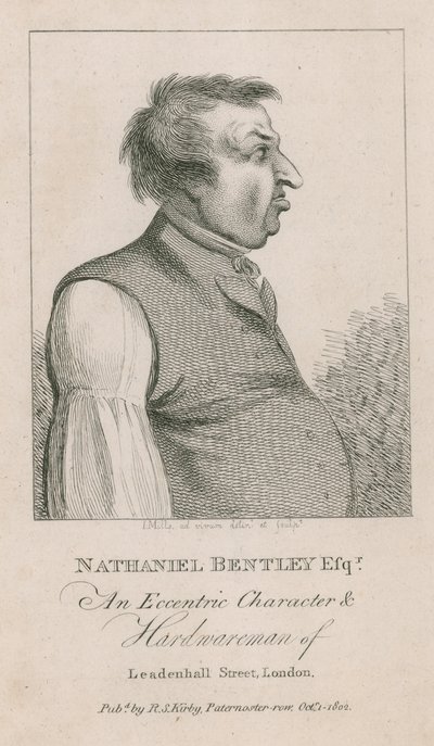 Nathaniel Bentley Esq, een excentriek karakter en ijzerhandelaar van Leadenhall Street, Londen door English School