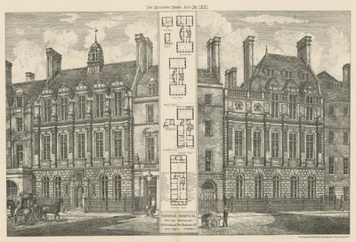 Nationaal Ziekenhuis voor de Misvormden, Great Portland Street, en Bolsover Street door English School