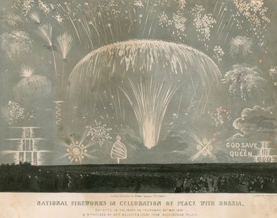 Nationaal vuurwerk ter viering van de vrede met Rusland, 29 mei 1856 door English School