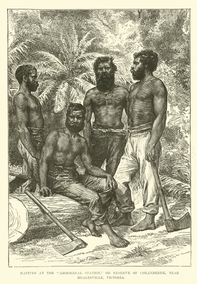 Inboorlingen bij het Aboriginal Station, of Reserve van Coranderrk, nabij Healesville, Victoria door English School