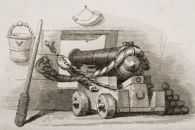 Marinekanon, illustratie uit Englands Battles by Sea and Land door Lieut. Col. Williams door English School