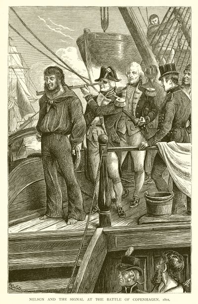 Nelson en het Signaal bij de Slag om Kopenhagen, 1801 door English School