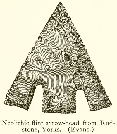 Neolithische Vuurstenen Pijlpunt uit Rudstone, Yorks. (Evans) door English School