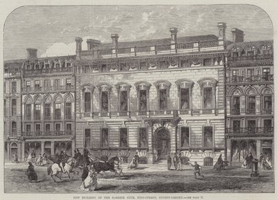 Nieuw gebouw van de Garrick Club, King-Street, Covent-Garden (gravure) door English School