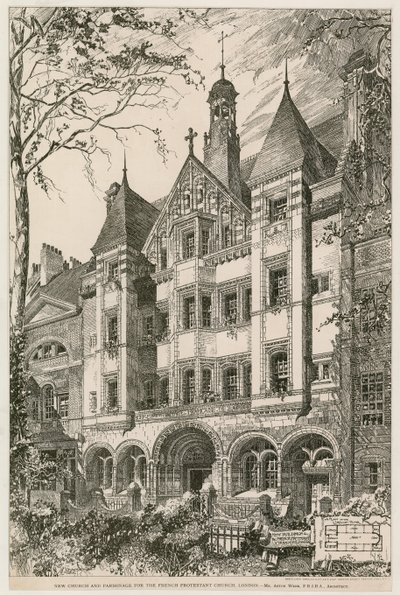 Nieuwe Kerk en Pastorie voor de Franse Protestantse Kerk, Londen door English School