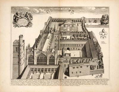 New College, plaat 19 uit Oxonia Illustrata door David Loggon, Oxford 1675 door English School