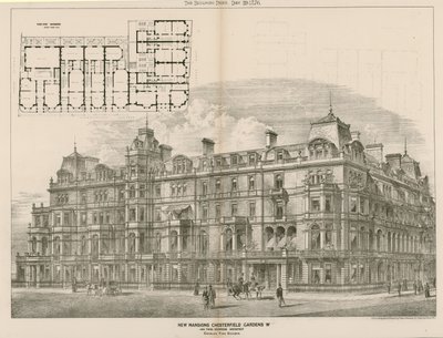 New Mansions, Chesterfield Gardens, Londen W, John Thomas Wimperis, architect door English School
