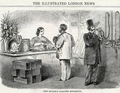 Nieuw Verplaatsbaar Gaslichtapparaat, uit de London Illustrated News door English School
