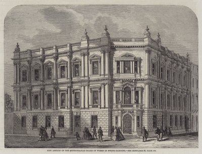 Nieuwe Kantoren van de Metropolitan Board of Works in Spring-Gardens (gravure) door English School